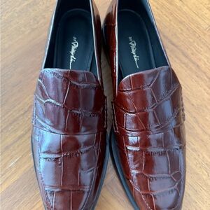 3.1 Phillip Lim Dark Brown Croc-Embossed Loafers